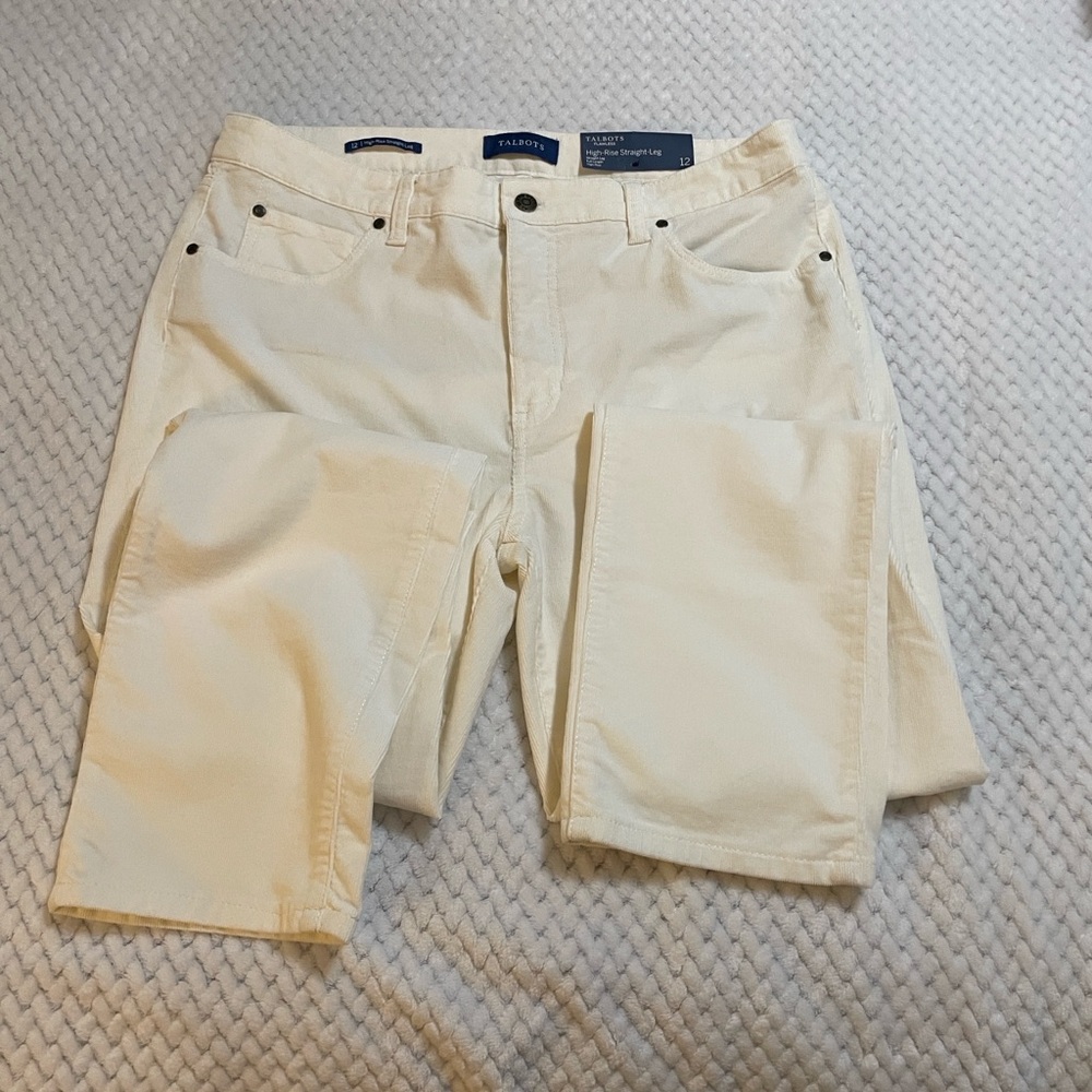 Talbots Women's Straight Leg Cream corduroy jeans - Picture 3 of 6